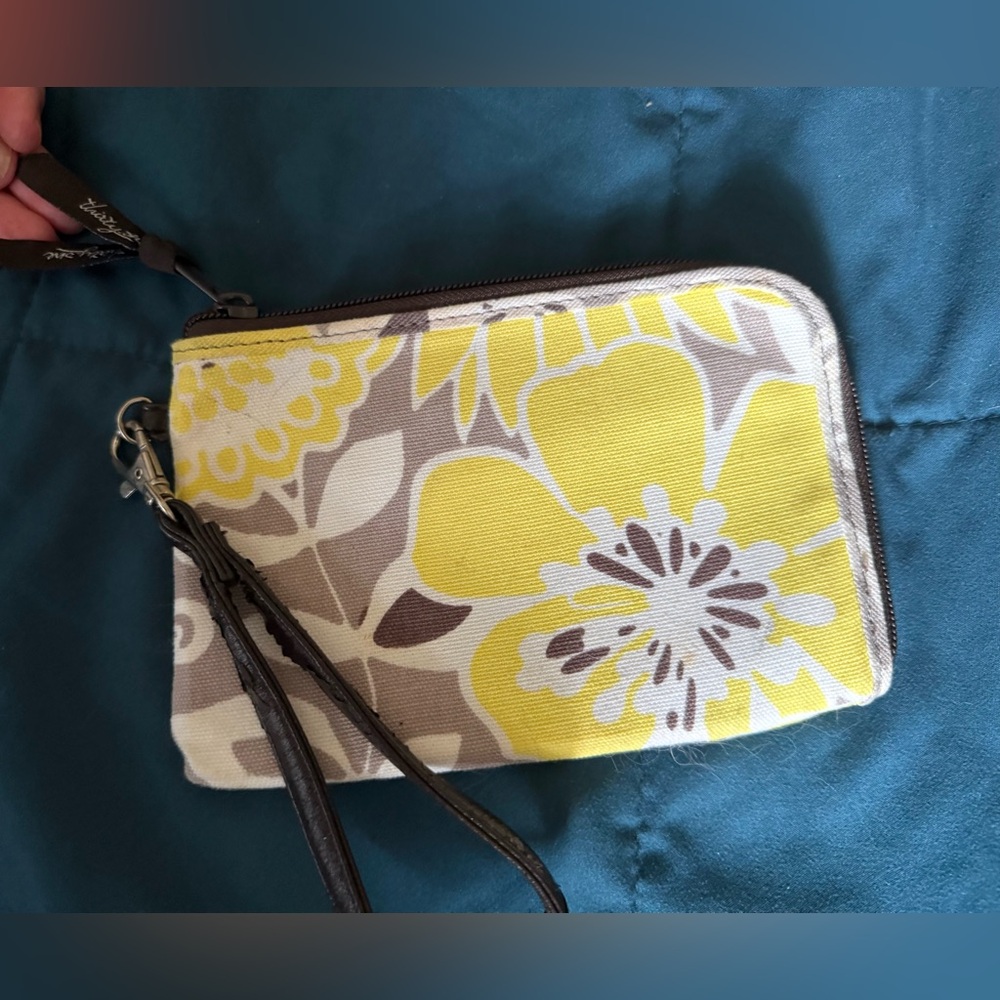 Thirty-one Floral Wristlet Clutch - Yellow and Gray